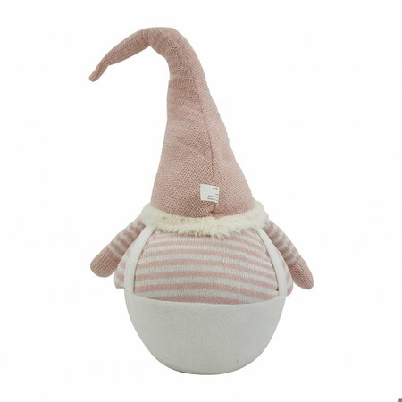 Homeroots 29.25 x 10.5 x 14 in. White & Pink Stripe Chubby Gnome 399337